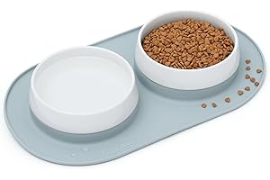 Perfect Feeding Set for Pet Owners with Large Ceramic Dog Bowl and Silicone Mat