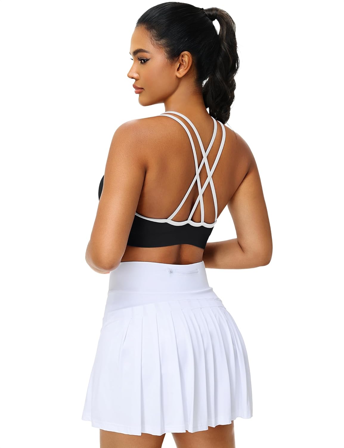 VEQKING Women's Cross Back Sports Bra Padded Strappy Medium Support Yoga Bra for Workout Fitness 3 Pack - Image 2