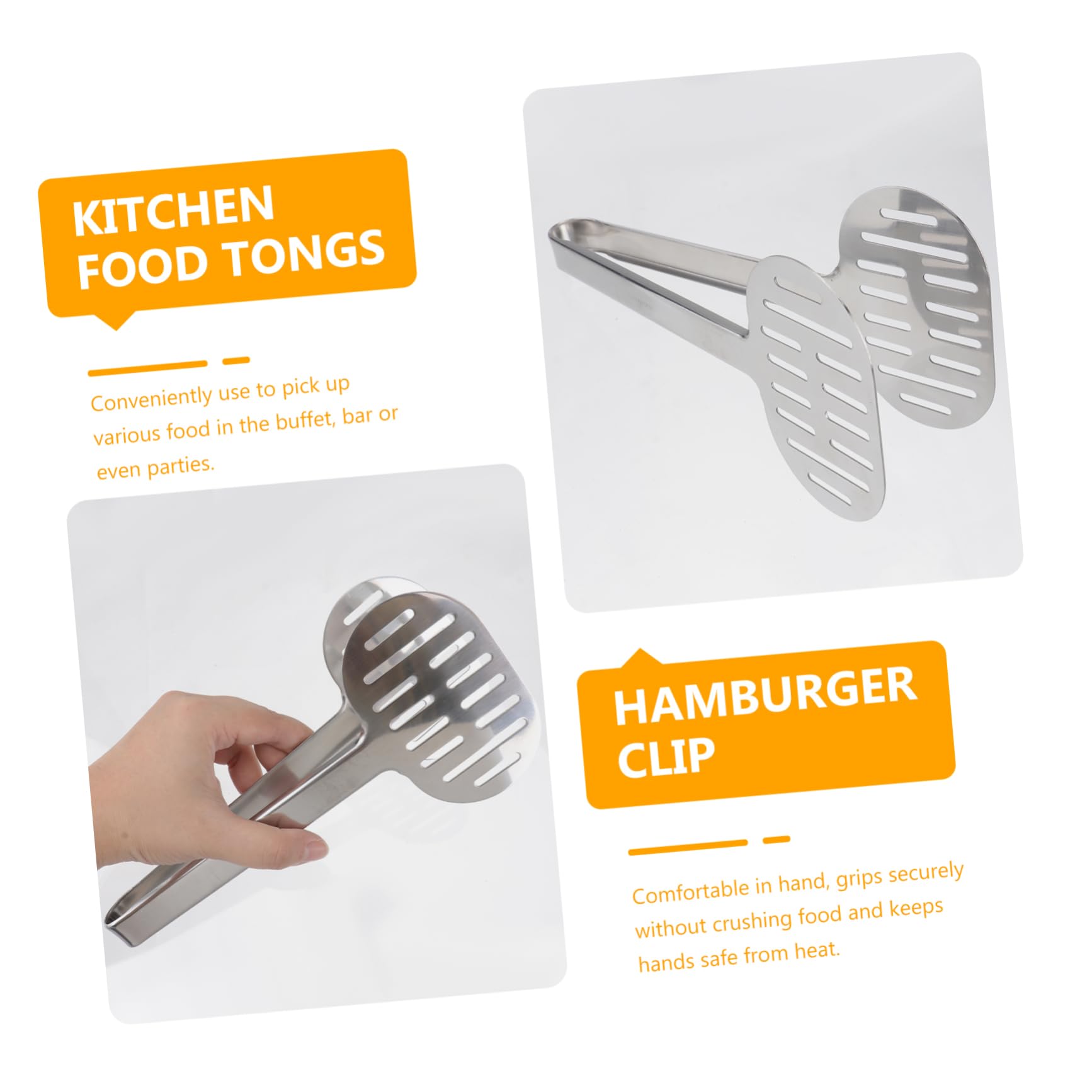 MAGICLULU 2 Piezas aperitivo barbacoa al aire libre pinza espátula pinzas para pasta pinzas de cocina para servir pinza para alimentos de acero inoxidable exterior clip de pan clip de comida
