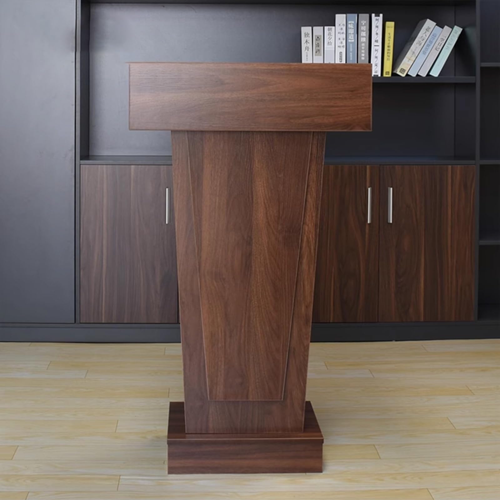 Pupitre de Conférence en Bois, Podium Debout, Pupitre Moderne avec Étagère de Rangement pour Salle de Classe, Conférence, Mariage et Plus 60 X 48 X 113cm