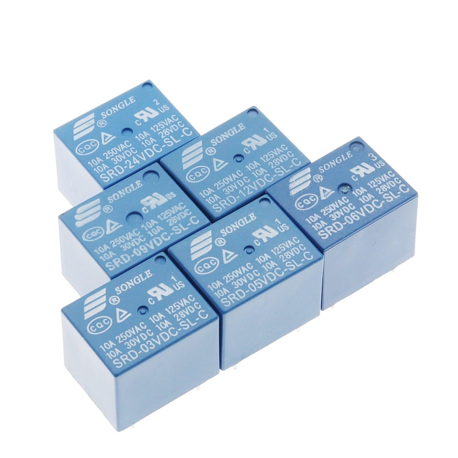 AQHYEBNSR 5Pcs Relays SRD-03VDC-SL-C SRD-05VDC-SL-C SRD-06VDC-SL-C SRD-09VDC-SL-C SRD-12VDC-SL-C 3V 5V 6V 9V 12V 24V 48V 10A 250VAC 5PIN(SRD-48VDC-SL-C 5Pin)
