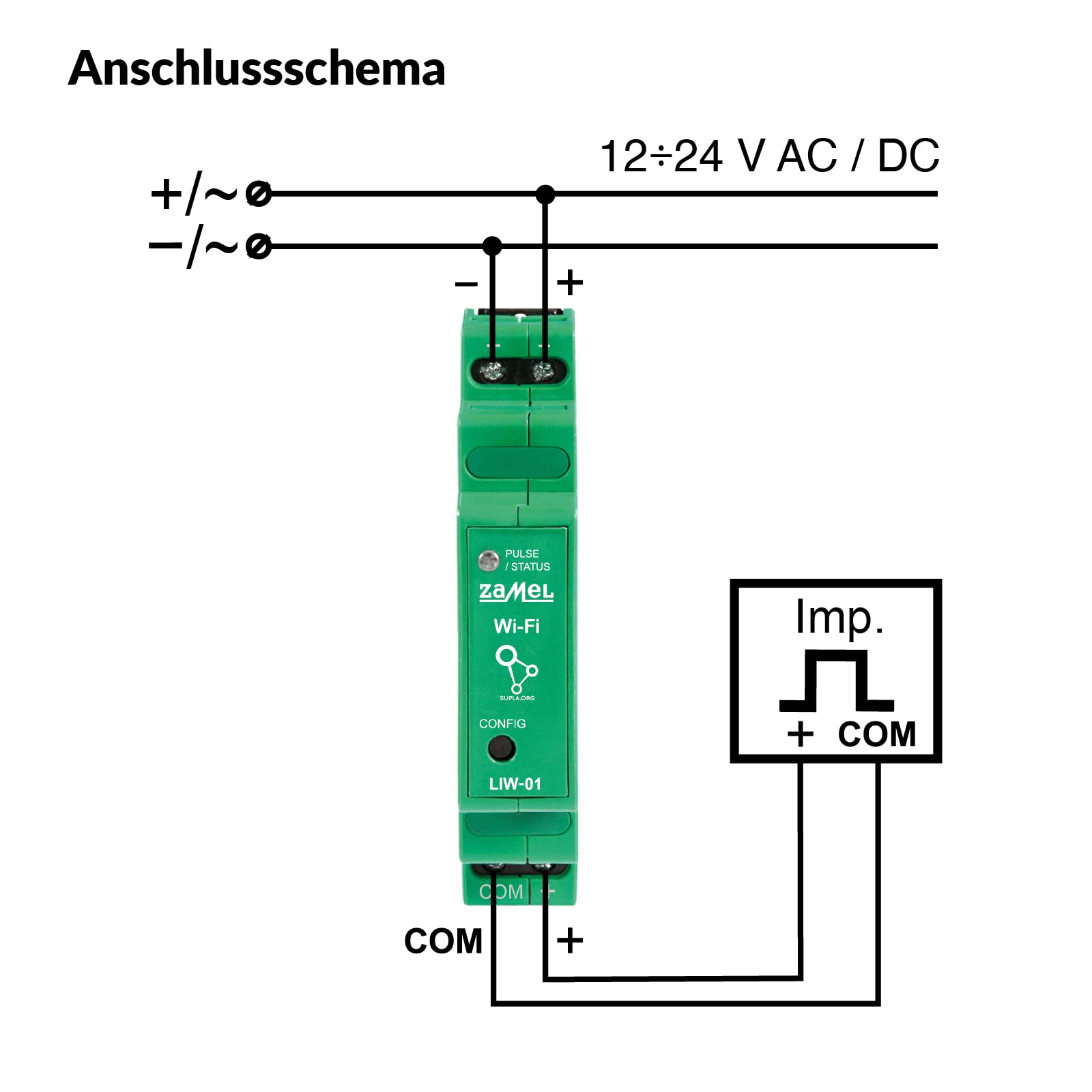 Supla Zamel subtil universell einfach zu konfigurieren Datenübertragung solide kompakt einfach zu bedienen WiFi-Impulszähler LIW-01 Grün