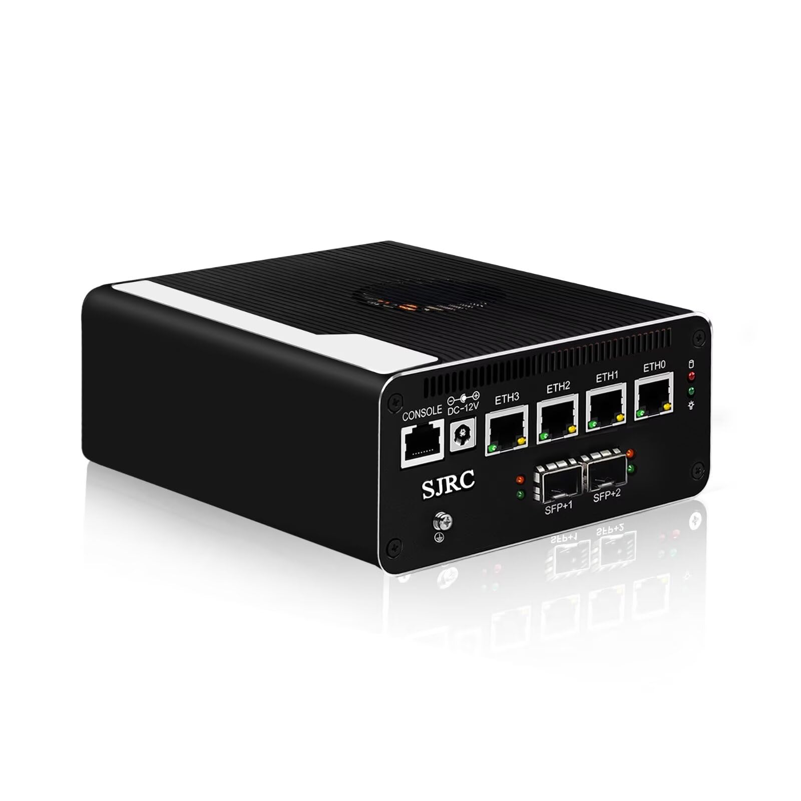 SJRC Firewall Mini PC 10 GbE, 5 cœurs 13e génération U300E Micro application, double SFP+ 10 Gigabit, 4 x i226 V 2,5 GbE LAN, DDR5 8 Go de RAM 128 Go SSD, prend en charge OPNsense, HD, DP, Typc-C, 4K