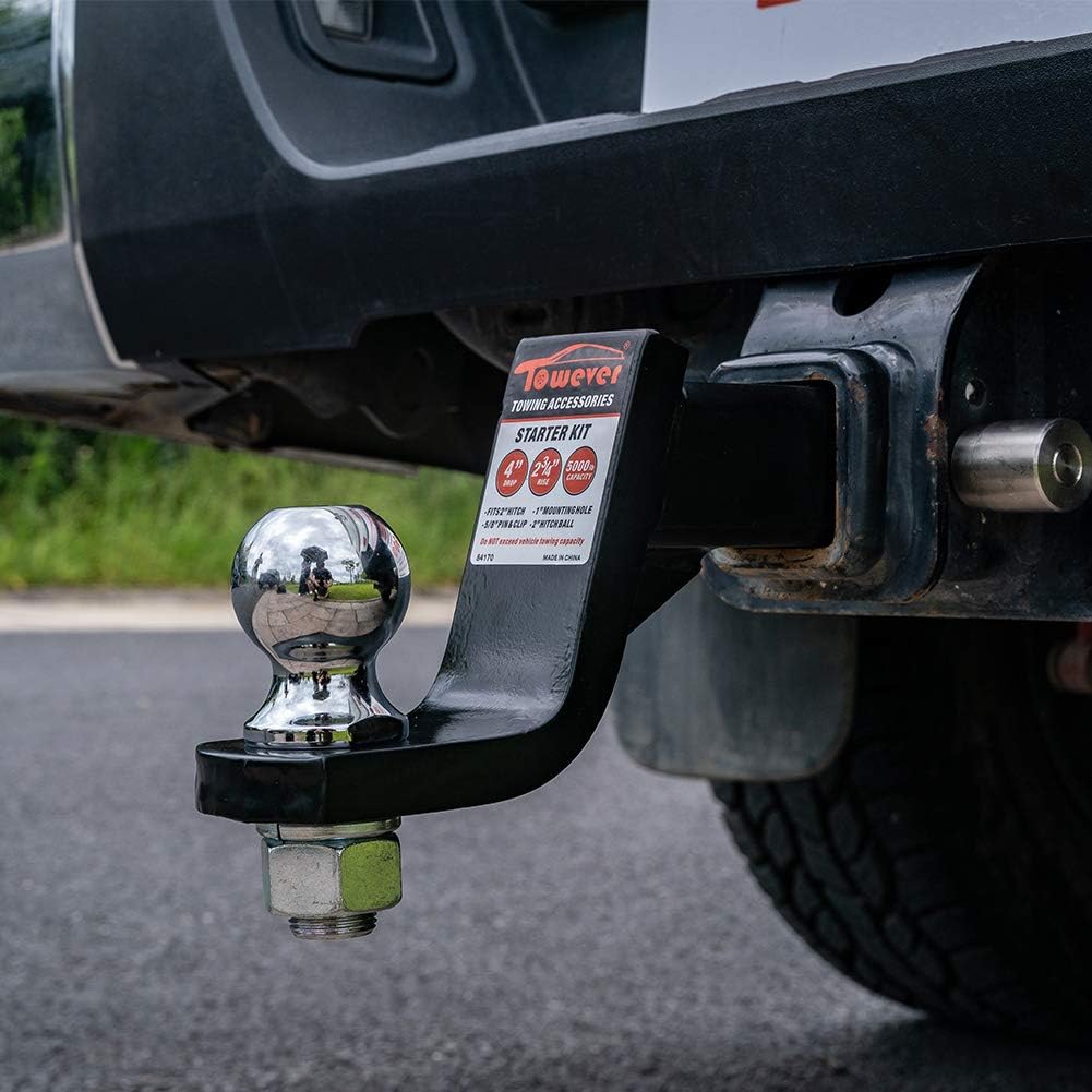 Towever 84170 4 inches Drop Hitch Class III/IV Loaded Ball Mount with 2 inches Ball Starter Kit