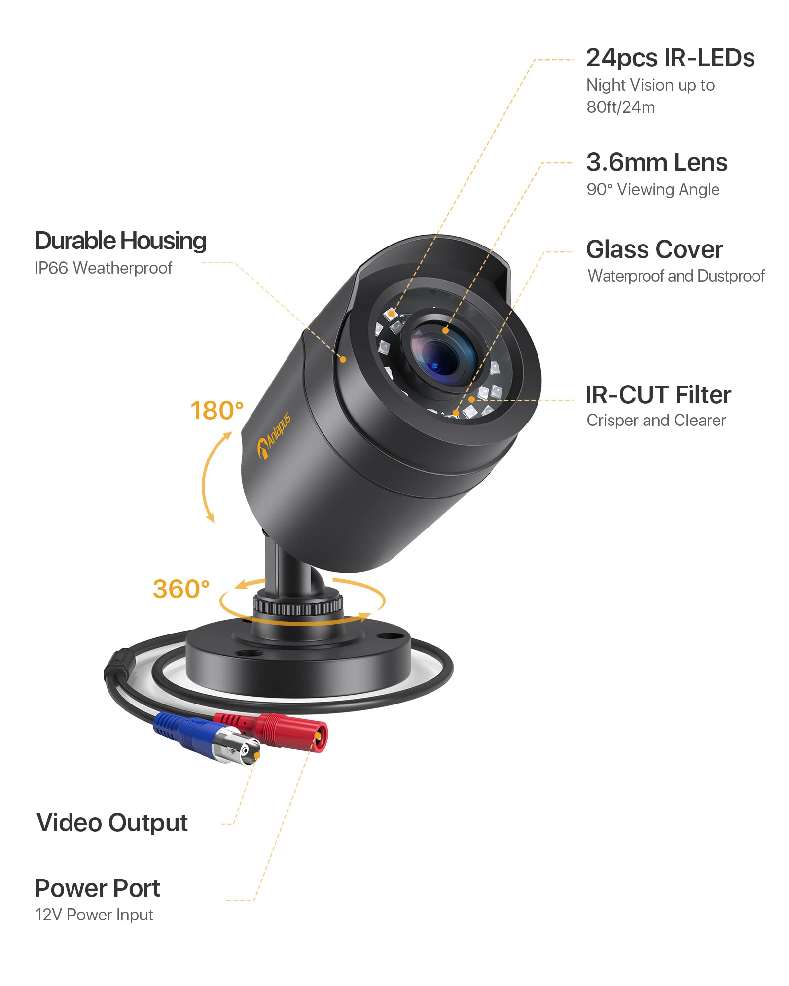 Anlapus 5MP Lite Kit de Cámara de Vigilancia 8CH 1080P H.265+ Grabador DVR con 4 CCTV Cámaras de Seguridad Exterior, 1TB Disco Duro, IR Visión Nocturna