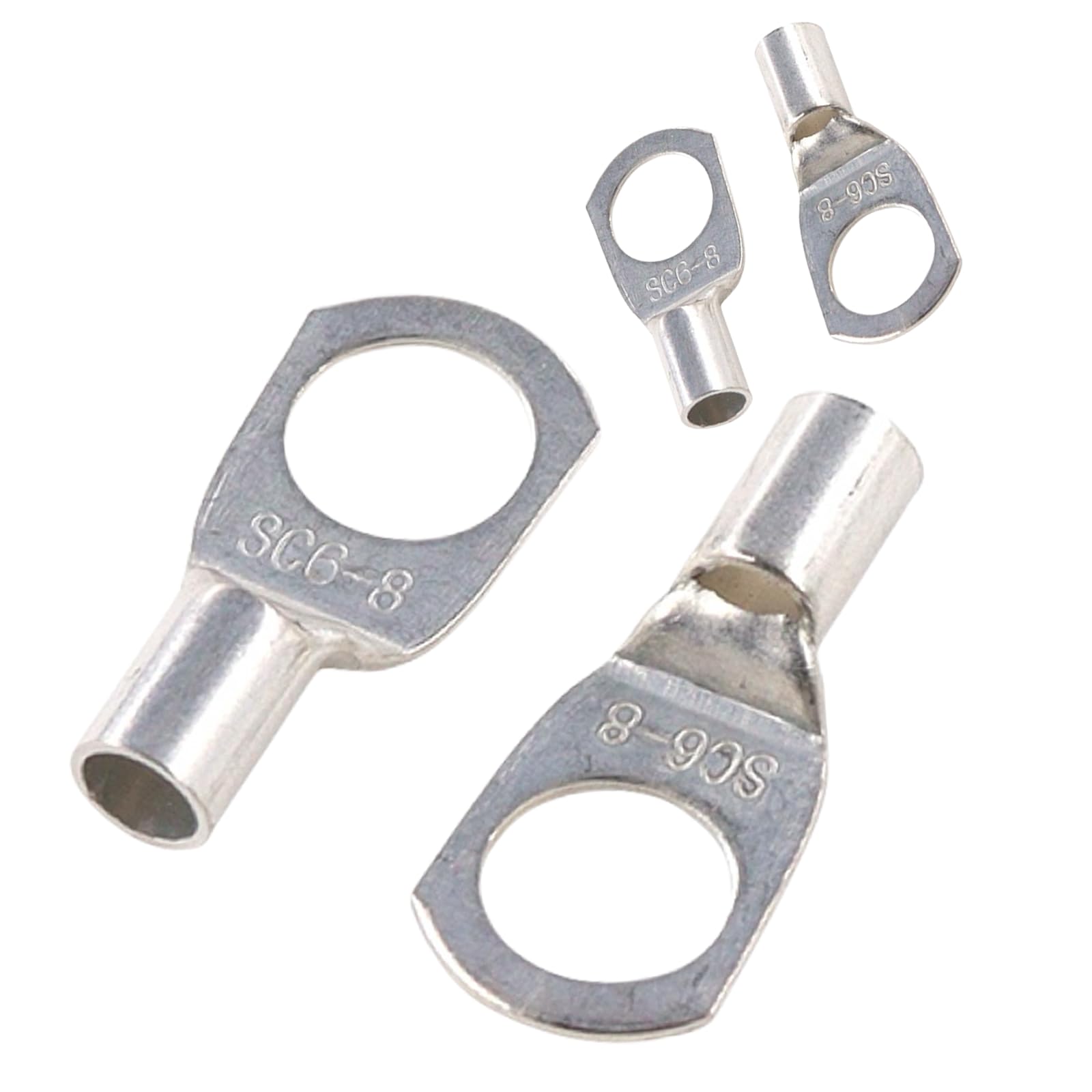 Joyelec Sc6-8 62Pcs Tinned Copper 6.0Mm² Cable Lugs M8 Battery Sc Ring Crimp Terminals Connectors For Electric, Auto, Boat, Car,Battery Cable Ends Lugs, Bolt Hole Crimp Terminals Connector