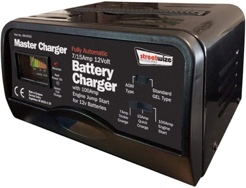 Streetwize SW100JS Metal Cased Battery Charger with 100 A Jump Starter