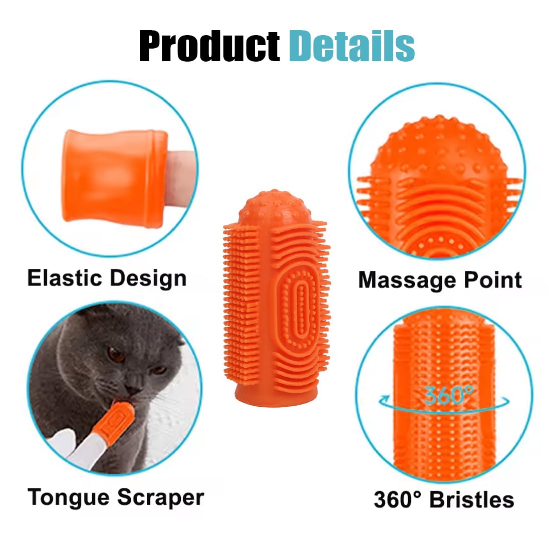 ZYBHMJE 4 Pcs Upgraded 360 ° Silicone pet Finger Dog Toothbrush Dog and cat Finger Toothbrush with Storage Box Suitable for Dogs and Cats Dog Plaque Dog Dental Cleaning Care (Green+Orange) - Image 3