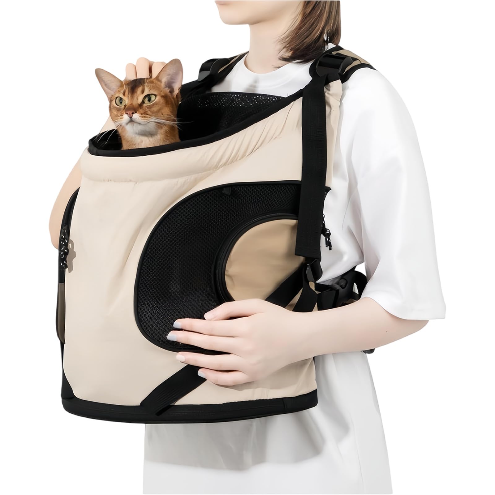 Sac de voyage ventilé à l'épaule pour chat avec clips de sécurité et sangle ajustable