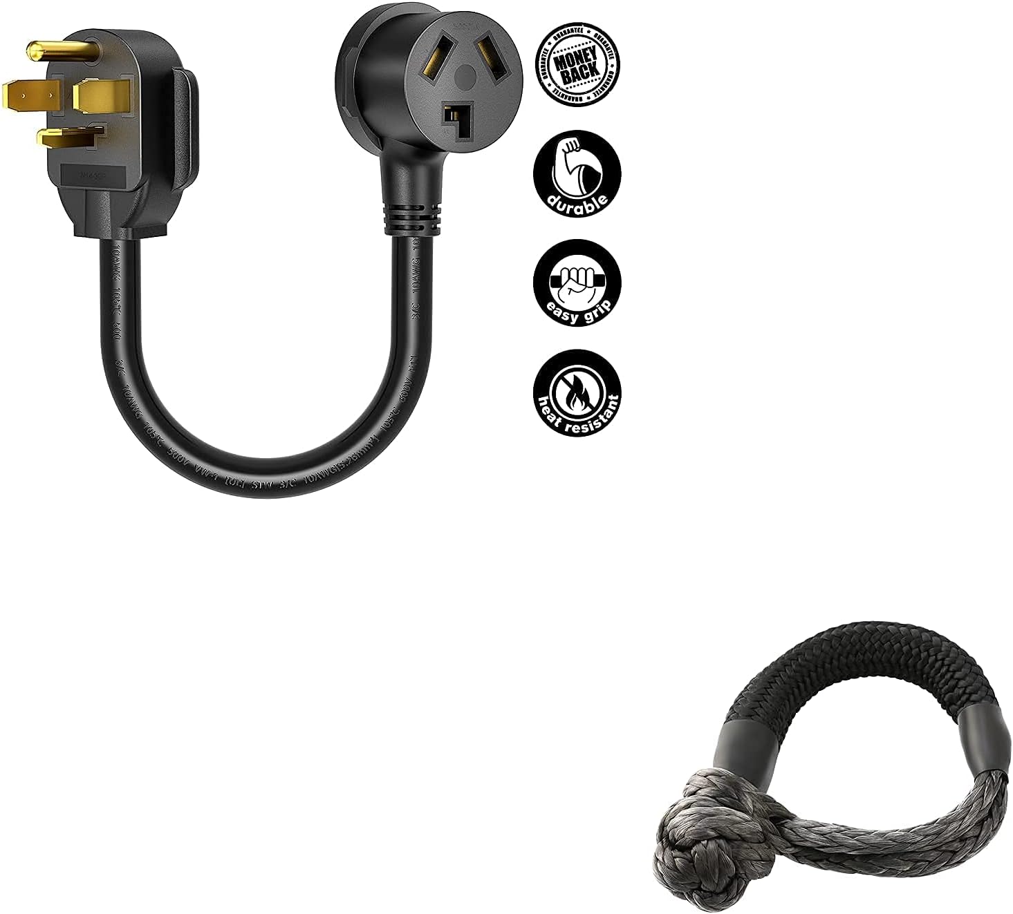 Bundle Kohree 1.5 FT Dryer Adapter 4 Prong to 3 Prong + Synthetic