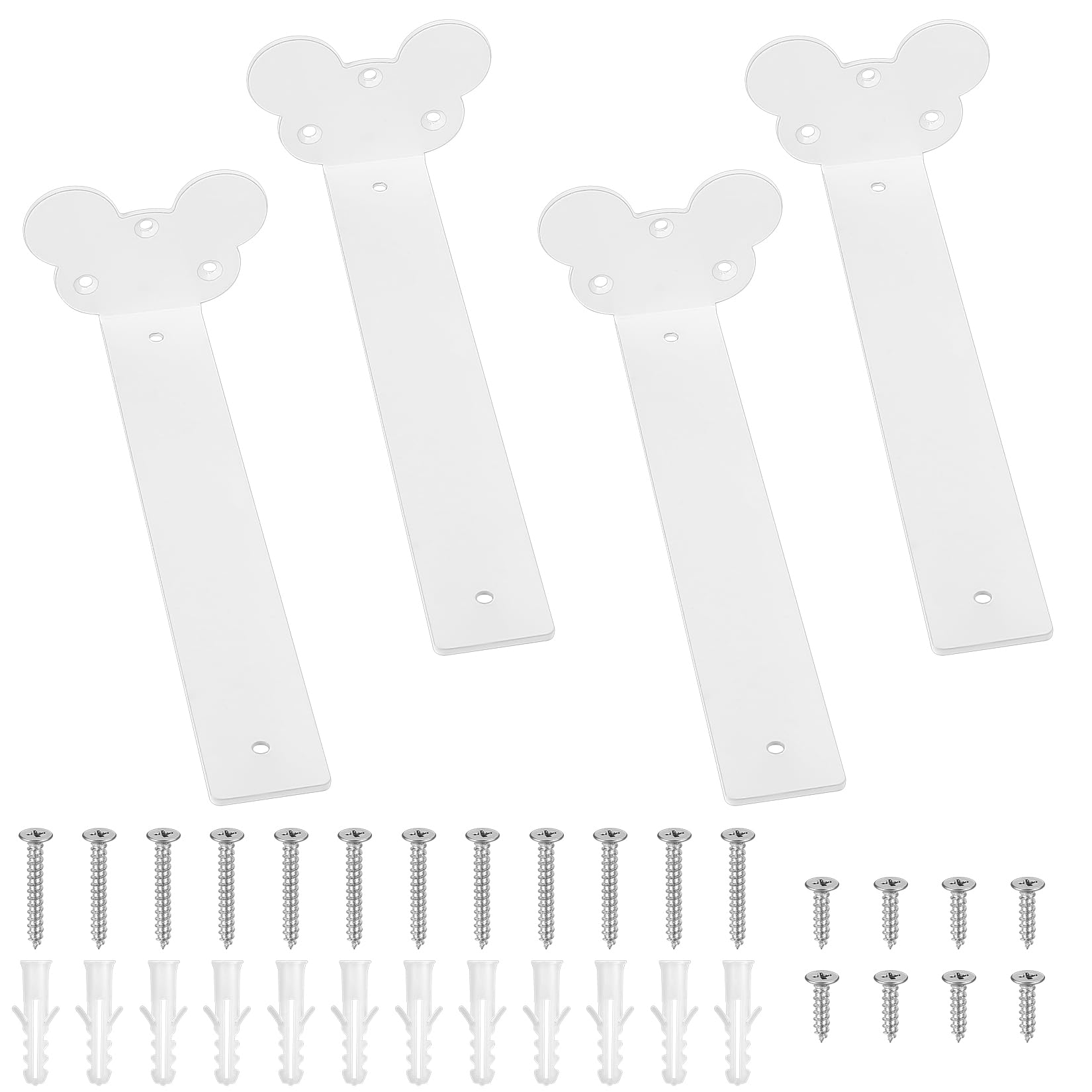 4 Pcs Escuadras Para Estanterias, 25.5cm Soporte Estanteria Pared, Soportes para Estantes, Soporte Baldas Pared, Escuadras Estanterias Metalicas Invisibles, Soportes Flotantes (Blancos/Ratón/25.5cm)