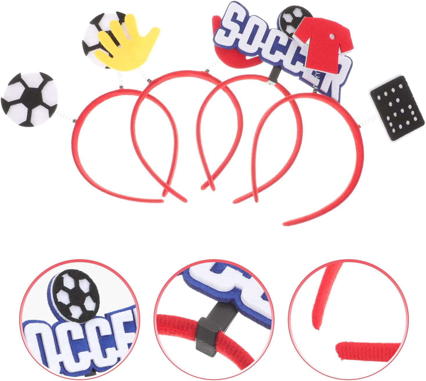 4 Pcs Football Headbands Party Decorative Hair Hoops Soccer Fan Photo Props Stage Headdress for Sports Events and Competition Supplies