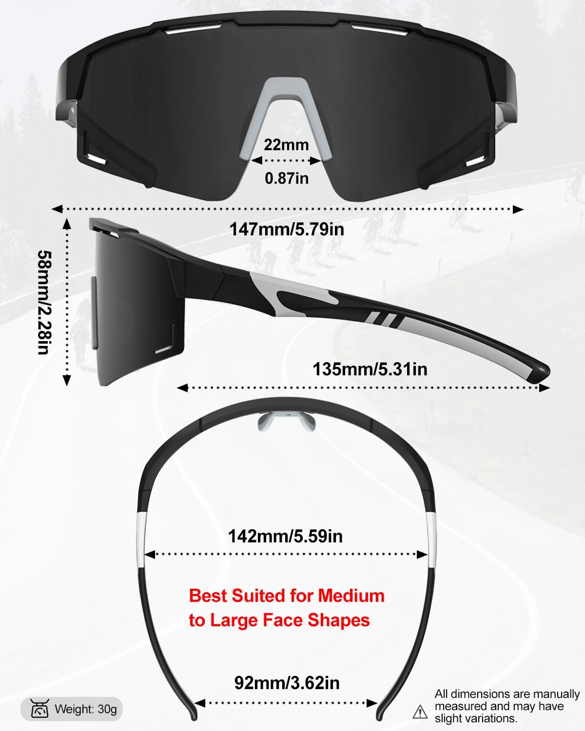 Polarized Running Sunglasses for Women Men, Cycling Sports Sun Glasses for Hiking Fishing Motorcycle UV Protection