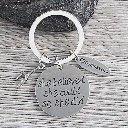 Sportybella Gymnastics Keychain- She Believed She Could So She Did Girls Gymnastics Gift- Gymnastics Jewelry For Gymnast #TOP2