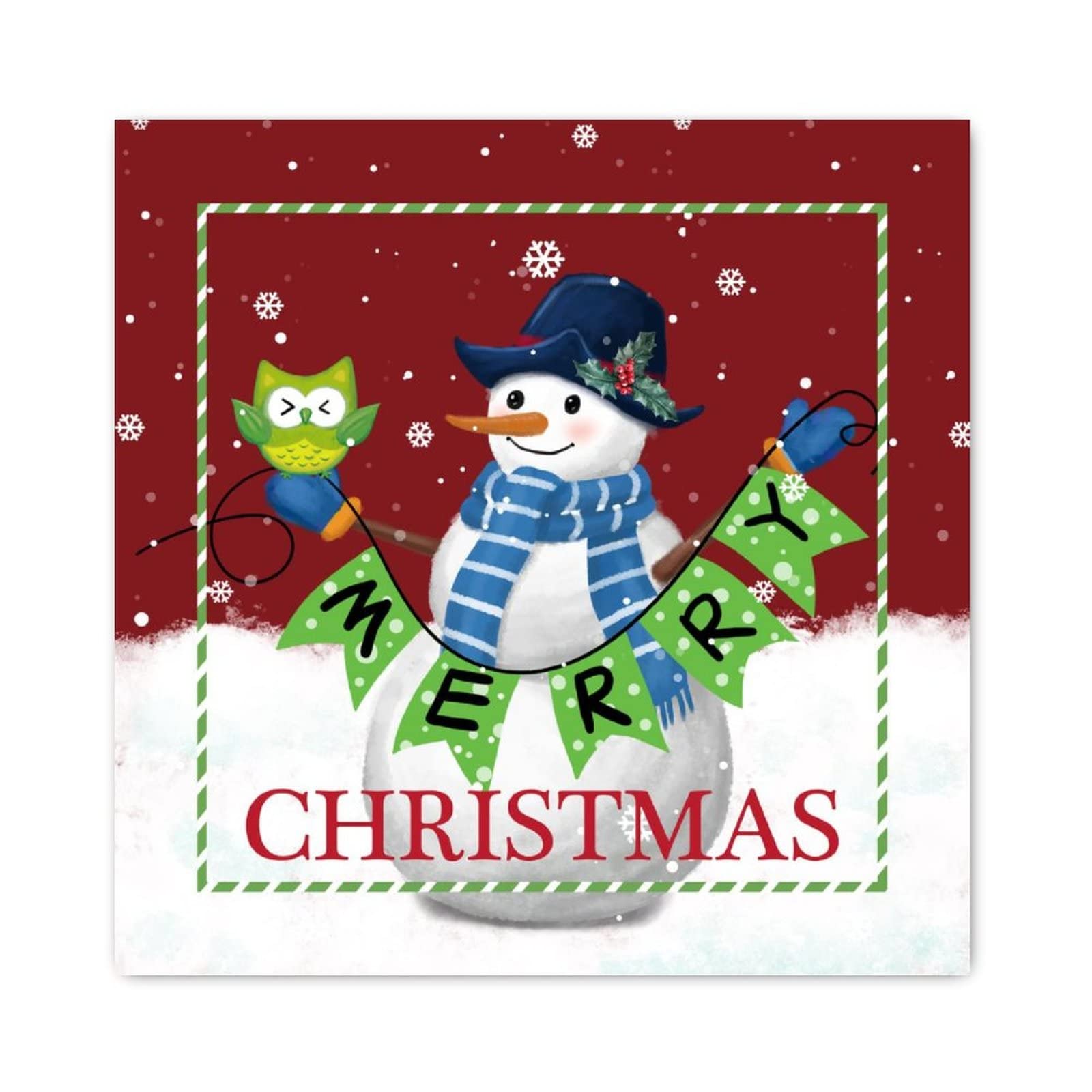 Panneau en bois Merry Christmas oiseau vert pour décoration murale de style ferme