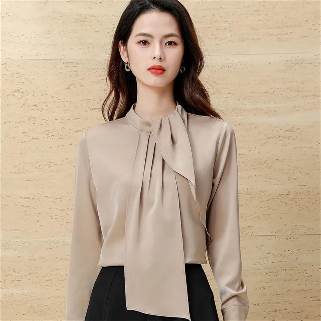 Camicia da donna con volant elegante temperamento manica lunga chiffon camicette ufficio signore lavoro top