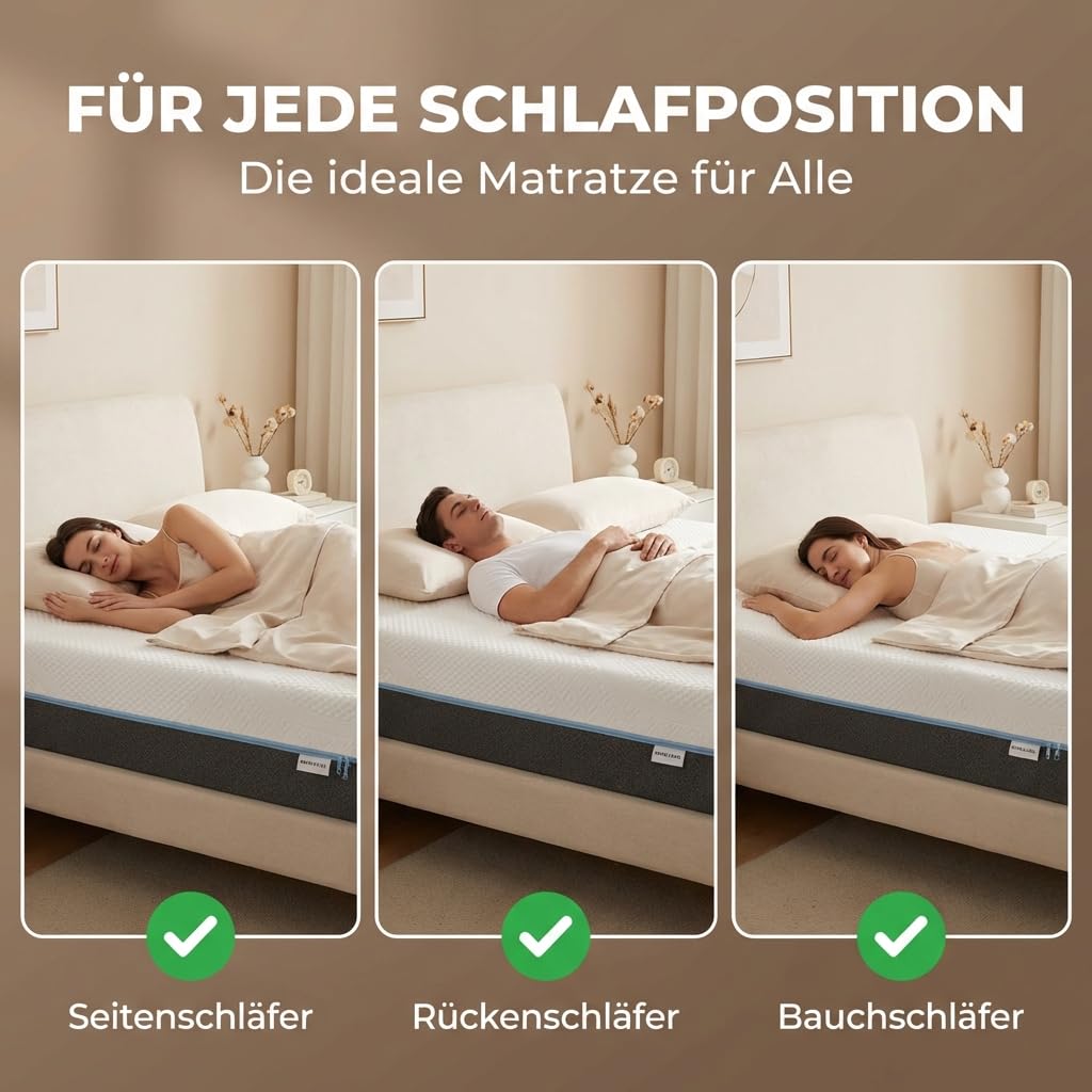 KNERST Duoflex Matratze 140x200, 7 Zonen Mattress, H3/H4, 21 cm