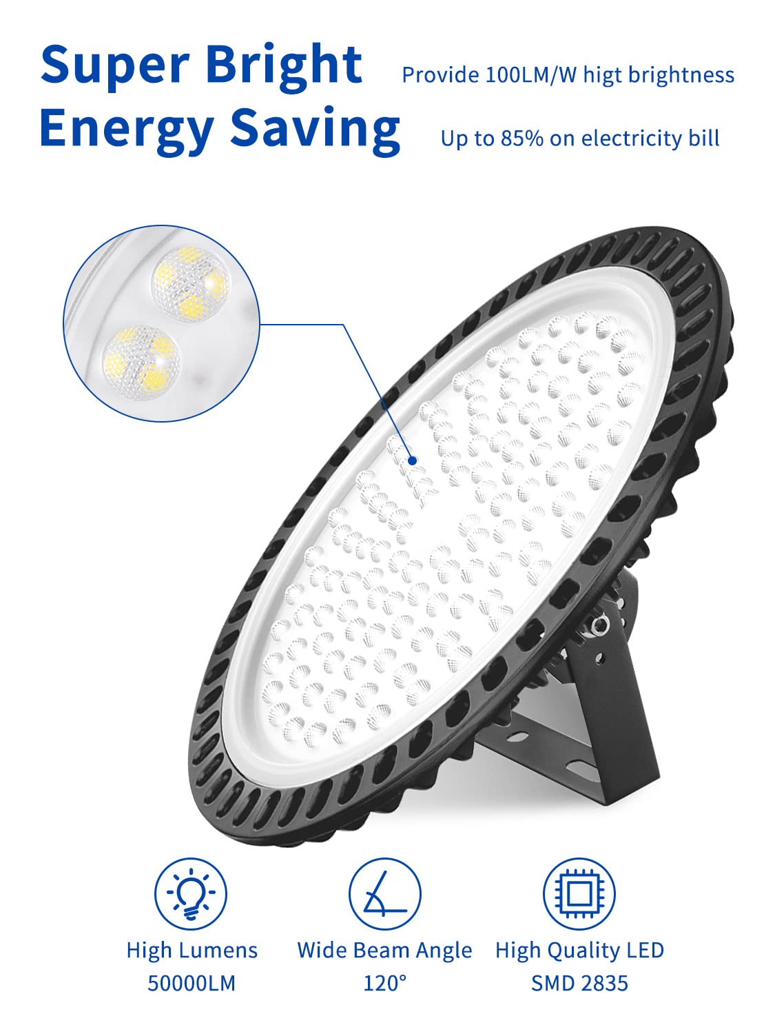 8 szt. UFO LED 5000 W, reflektor LED 50000 LM, zimna biel 6500K LED UFO, oświetlenie zewnętrzne 120°, ultra cienka wodoodporna przemysłowa lampa punktowa IP65, lampa LED do garażu, fabryka fabryczna