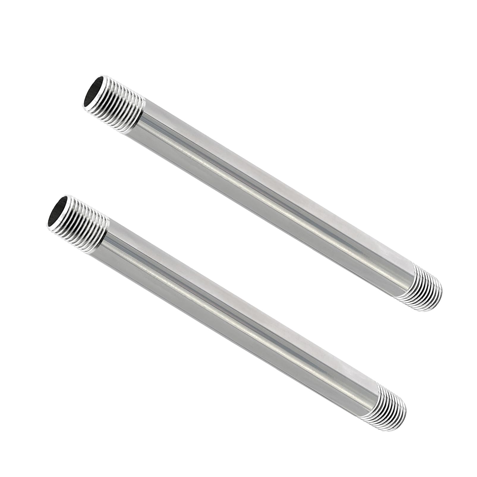 geilspace 1/2" x 10" stainless steel pipe, 304 pipe nipple fits standard 1/2 inch threaded pipes and fittings, diy industrial metal tube (2 pcs)