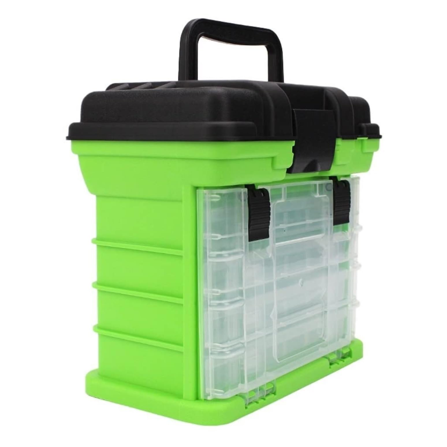 Scatola per Attrezzatura da Pesca Scatola Porta Attrezzi da Pesca Contenitore Multistrato per Esche da Pesca Scatola con Manico in Plastica Esche da Pesca Ami da Pesca Valigetta da Pesca(Grün)