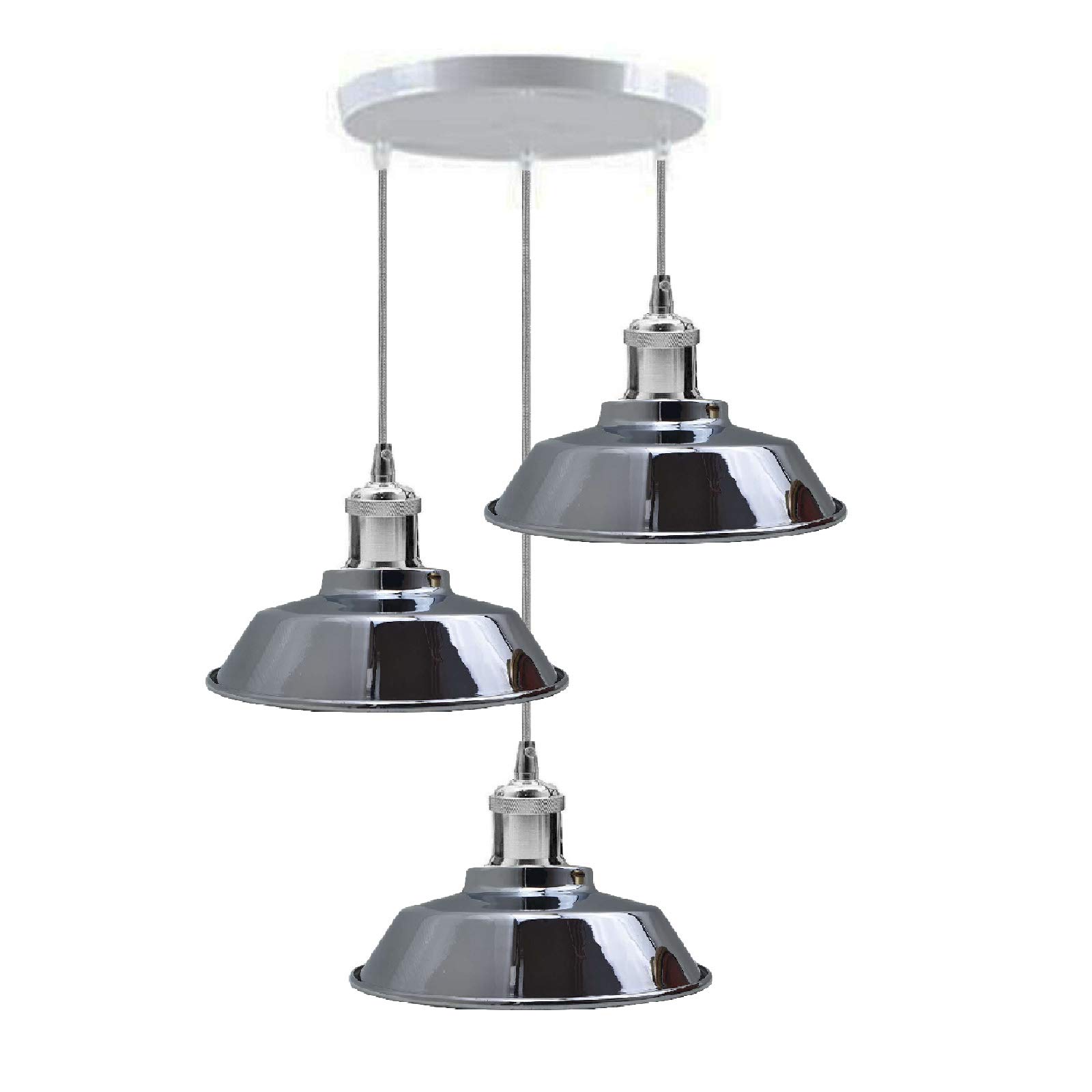 Dc Voltage Chrome 3 Way Cluster Pendant Light E27 Metal Ceiling Black