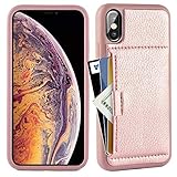 ZVE Case for iPhone Xs Max, 6.5 inch, Wallet Case with Credit Card Holder Slot Slim Leather Pocket Protective Case Cover for Apple iPhone Xs Max, 2018 (Aries Series)- Rose Gold
