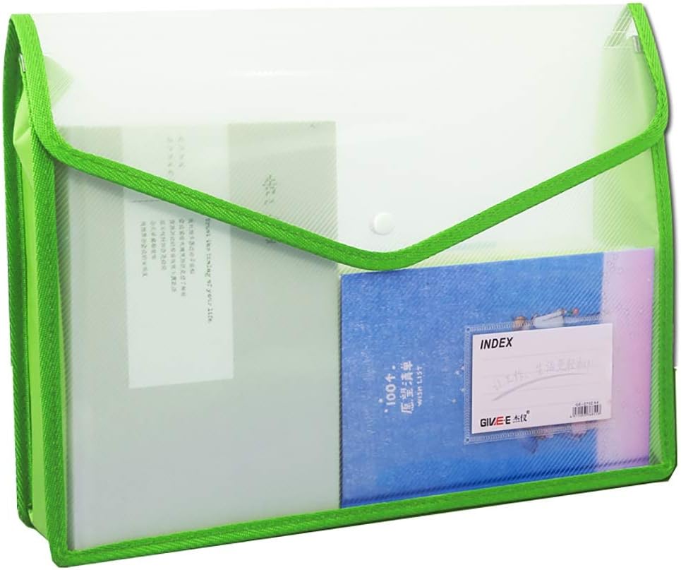 A4 Plastic Wallets, Plastic Folders Document Files Folders Popper Wallet Envelope Pockets Large Capacity with Quick Snap Closure, Card Slot for Office Home School Travel，8 Colors
