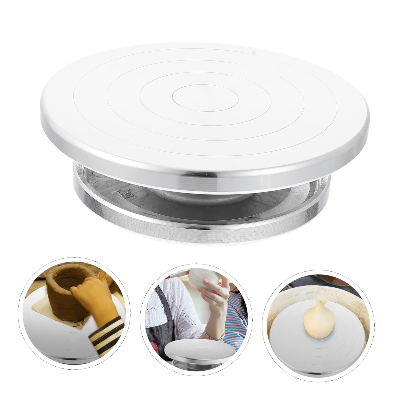 Operitacx Plato Giratorio de Aleación de Aluminio para Cerámica, Herramienta Práctica y Conveniente para Hacer Manualidades Arcilla en Artesanía
