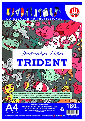 Papel Desenho Liso, 180 g/m², A4 21 x 29,7 cm, Bloco com 30 Folhas, PDL-A4180I