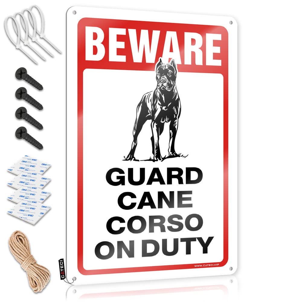 Funny Metal Poster Beware! Guard Cane Corso On Duty Tin Sign Bar Man Cave Decor Bar Signs For Home Bar Funny(30X40CM)