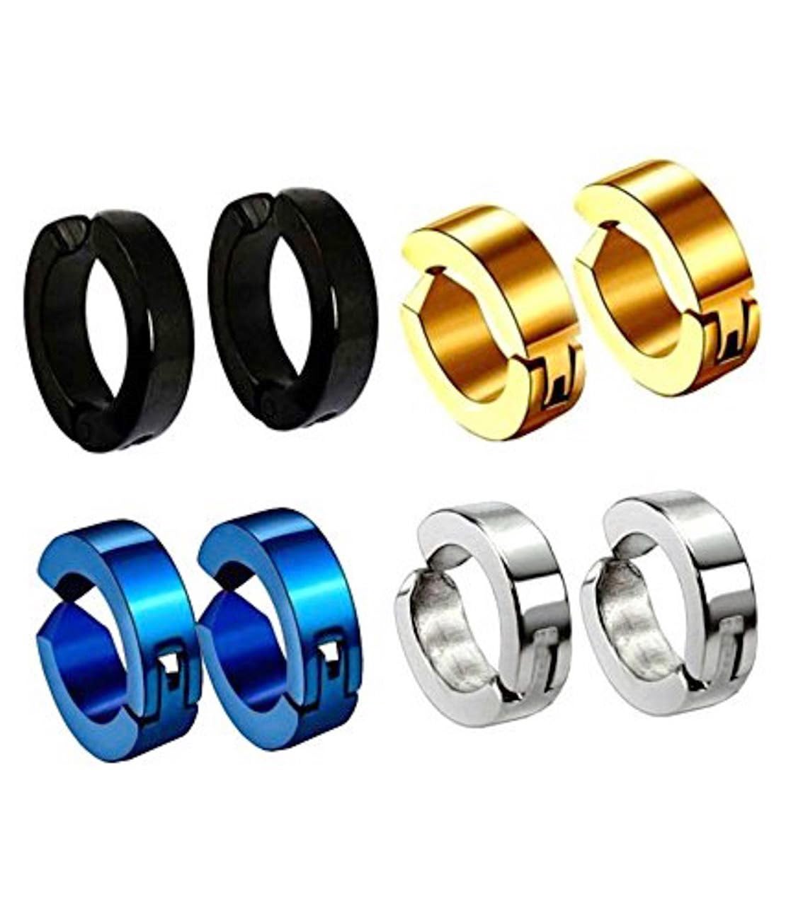 Earrings men boys boyfriend girls women gents unisex Valentine gifts Stainless Steel Piercing Clip on Screw Bali Pierced Hoop Stud Huggie Magnetic earrings for boys silver black gold blue M170-image-24
