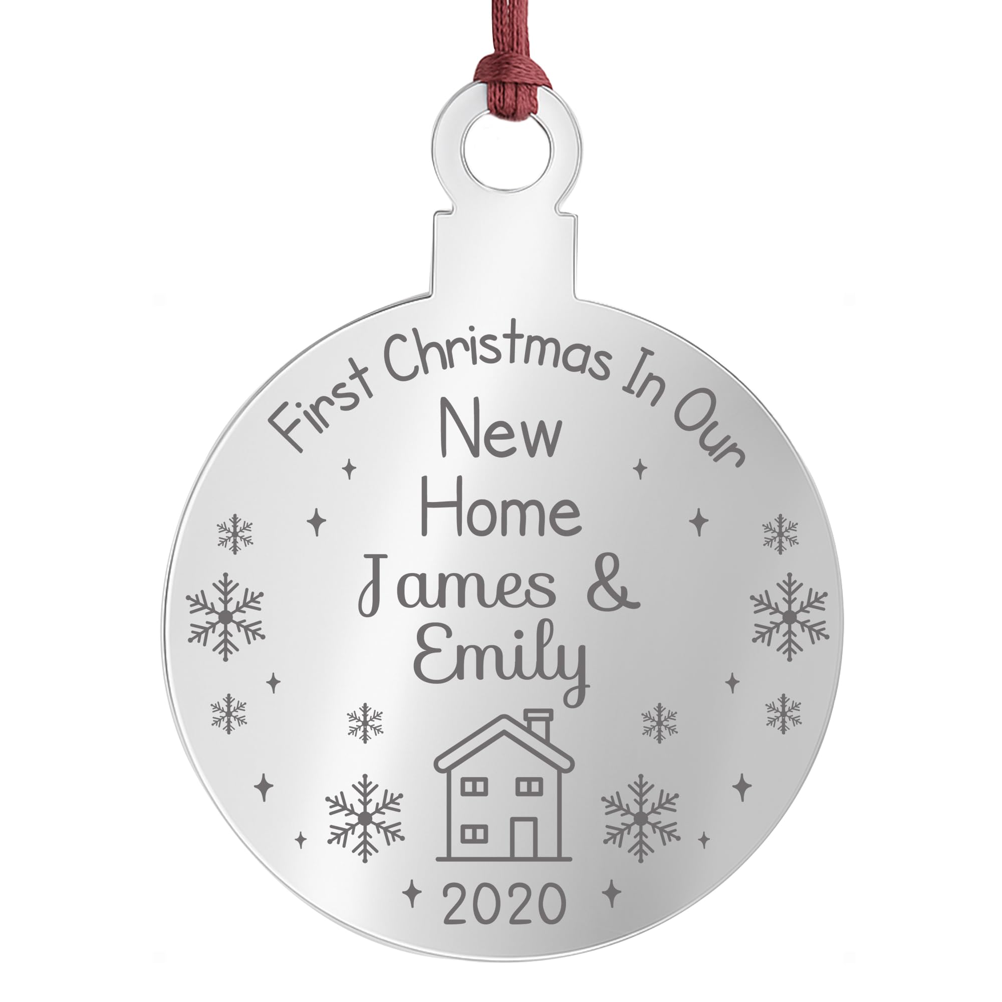 Personalised First 1st Christmas In Our New Home Engraved Bauble Tree Decoration