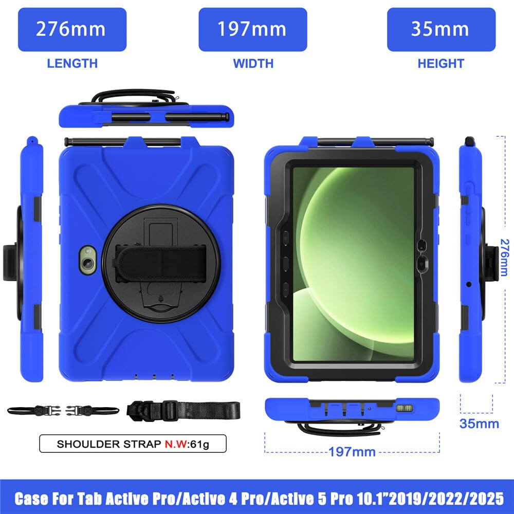 Compatibile con Samsung Galaxy Tab Active5 Pro 5G 101 SM X350 X356B (colore: viola) Custodia rigida antiurto in silicone con fascio, rotazione a 360 gradi