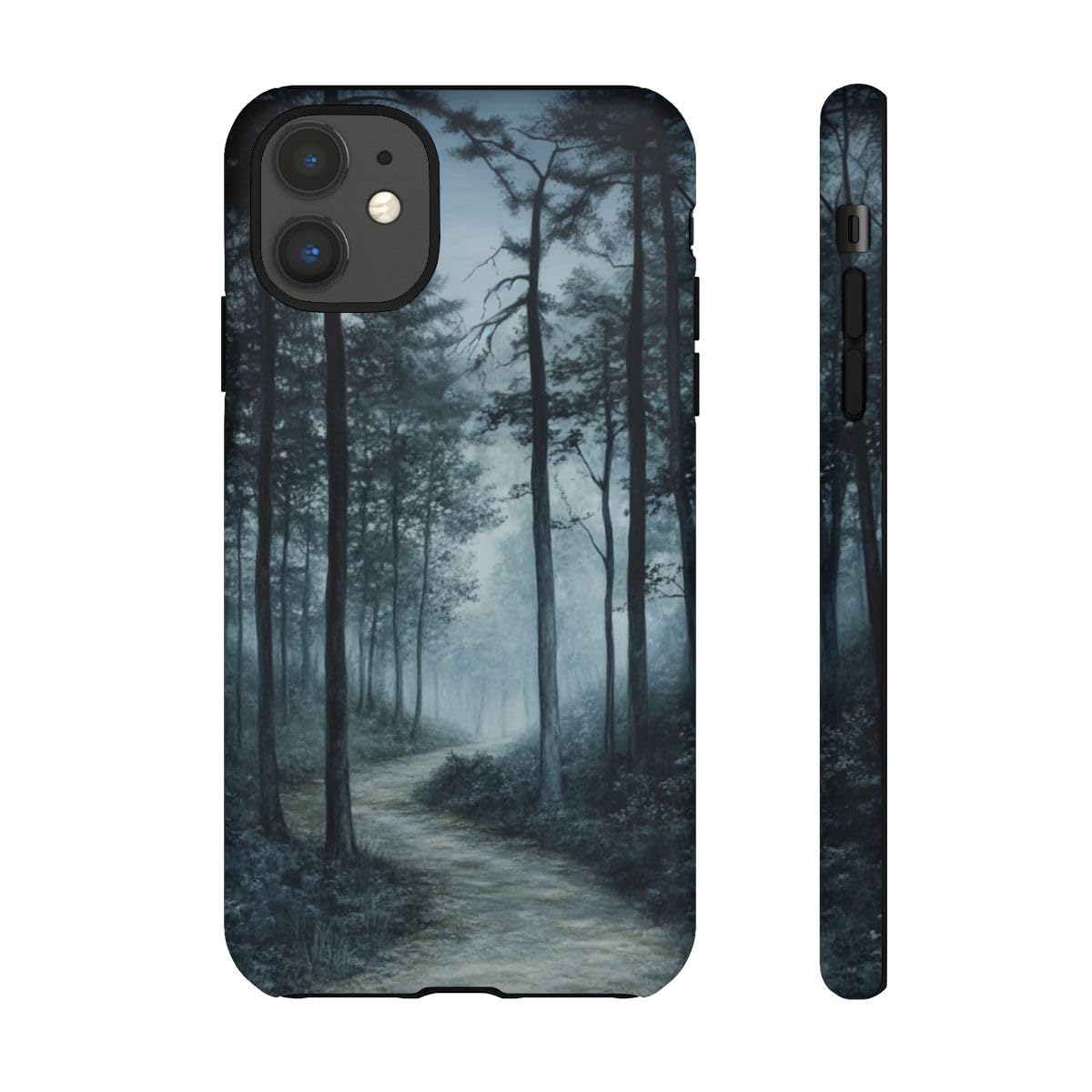 Coque iPhone 11 mate rigide anti-rayures au motif de forêt bleu - 2