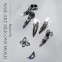 Vista 2 de Moldes de silicona para arte de uñas, moldes de silicona en relieve de mariposa multiforma, adecuados para decoración de uñas DIY