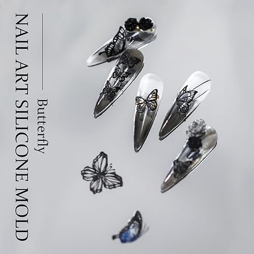 Miniatura 10 de Molde de silicona para arte de uñas, molde de silicona en relieve de copo de nieve de múltiples formas, adecuado para decoración de uñas DIY