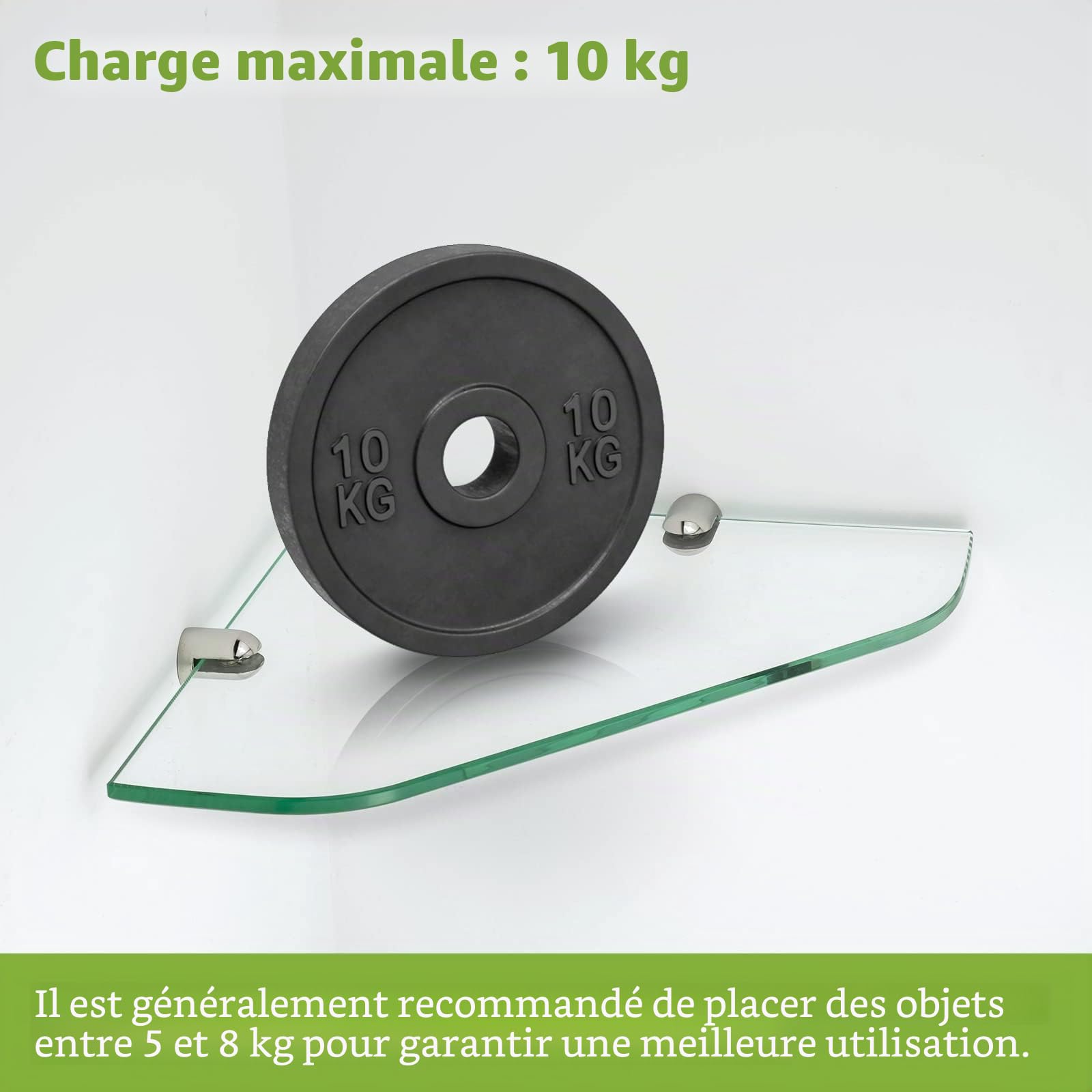 S'AFIELINA Étagères Salle de Bain en Verre trempé 6 mm,Étagère d'angle pour Salle de Bain,23 x 23 cm,Capacité de Poids 10kg (1 pièce)