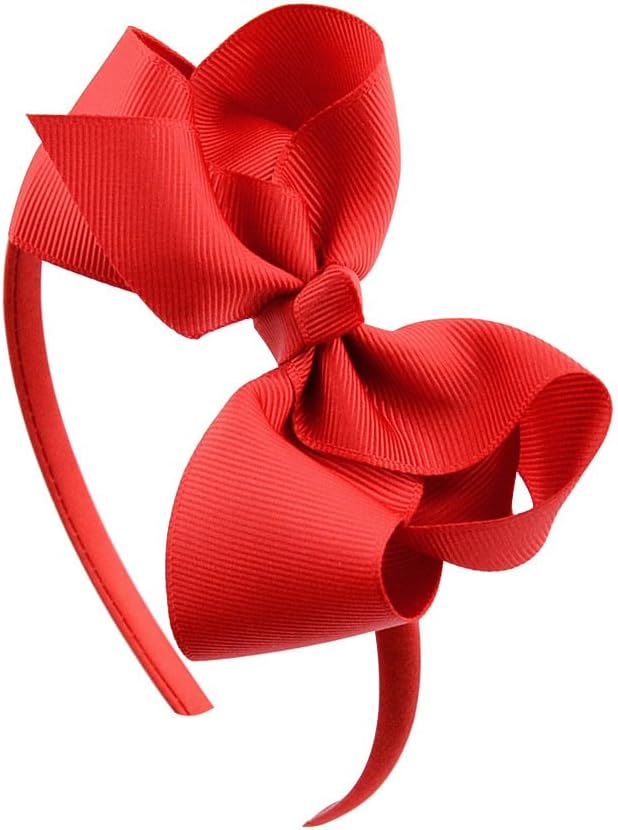 Bow headband Large Bowknot Hair Hoop for Girls, Comfortable No Hurt Rib Fabric Headpiece Hair Band for Halloween Christmas Party Cosplay Costume Daily Decor Accessories(Red)