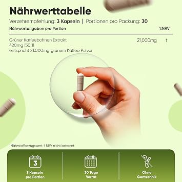 WeightWorld Green Coffee Capsules 21000 mg - Made from Chlorogenic Acid