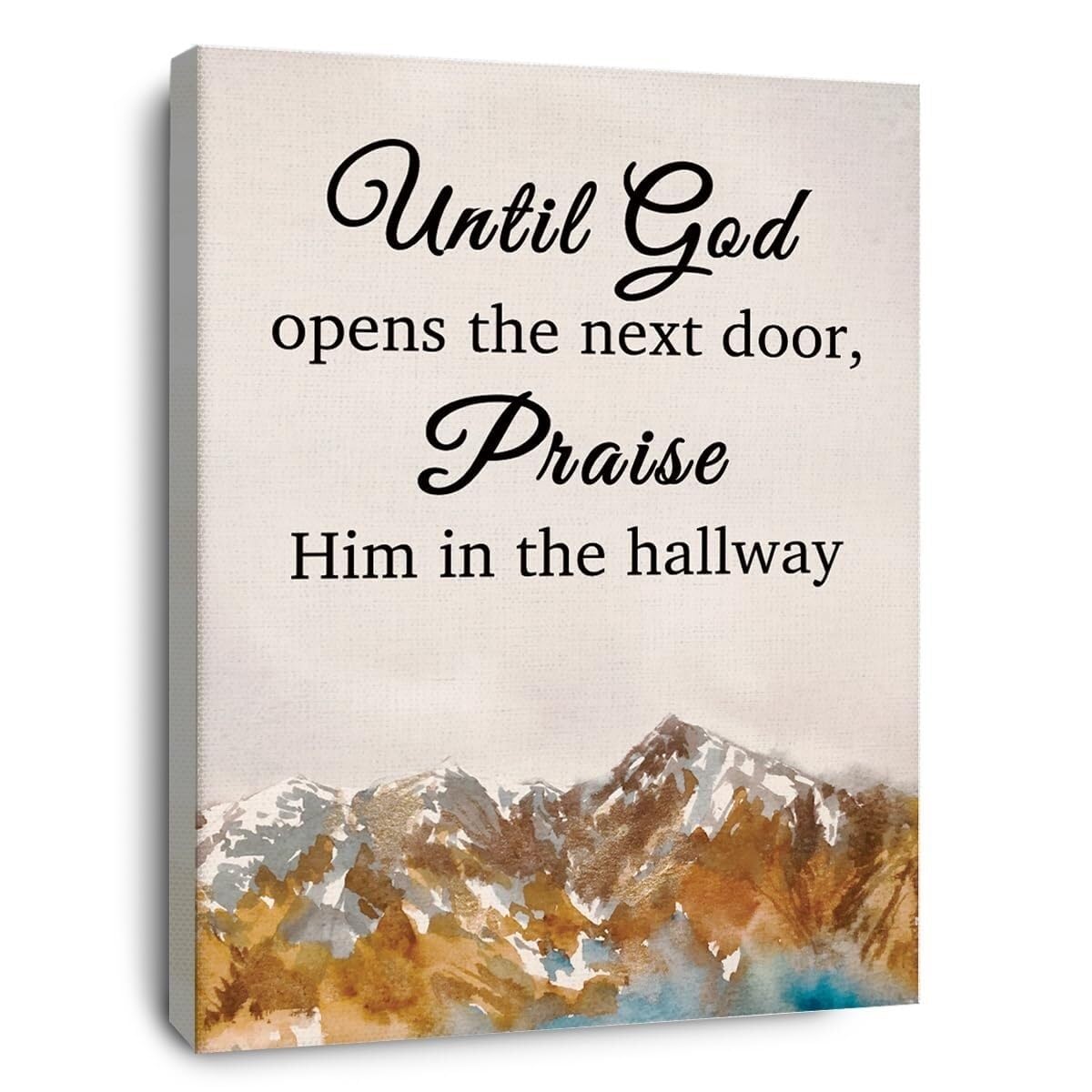MCQWOMFQAK Colorful Inspirational Print, Until God Opens the Next Door Quote, Uplifting Christian Wall-Art for Bedroom(Framed,08x12inch(20x30cm))