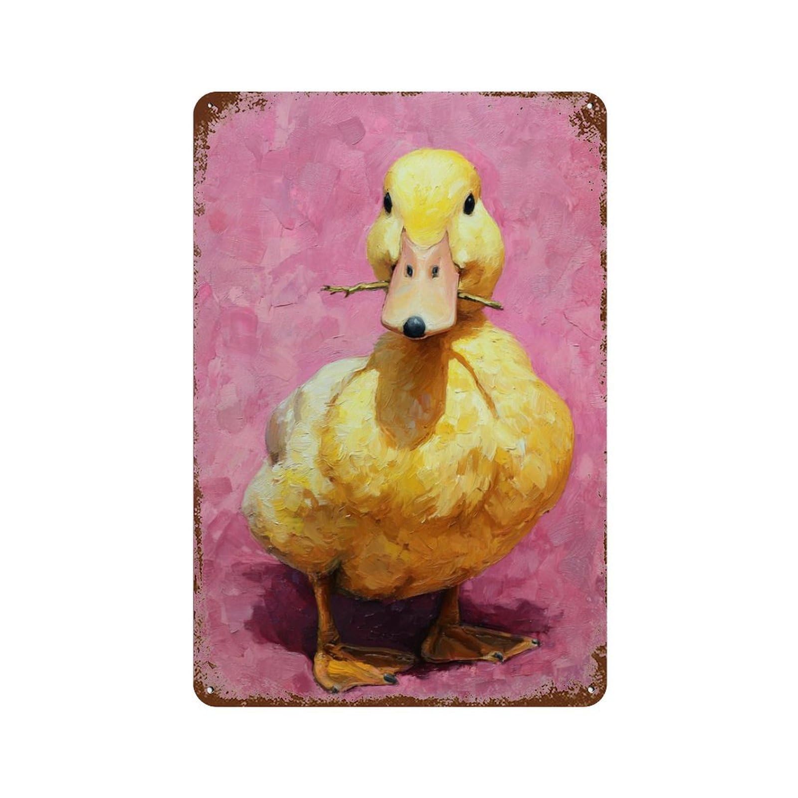 Garage Style Duck with Stick on Nose Vintage Rust Metal Sign 11.8"x7.9", Novelty Wall Decor for Bar And Workshop