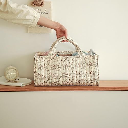 Miniatura 3 de MOMIGO Organizador floral de pañales para bebé, elegante cesta de almacenamiento resistente al agua para pañales y toallitas para bebé, organizador