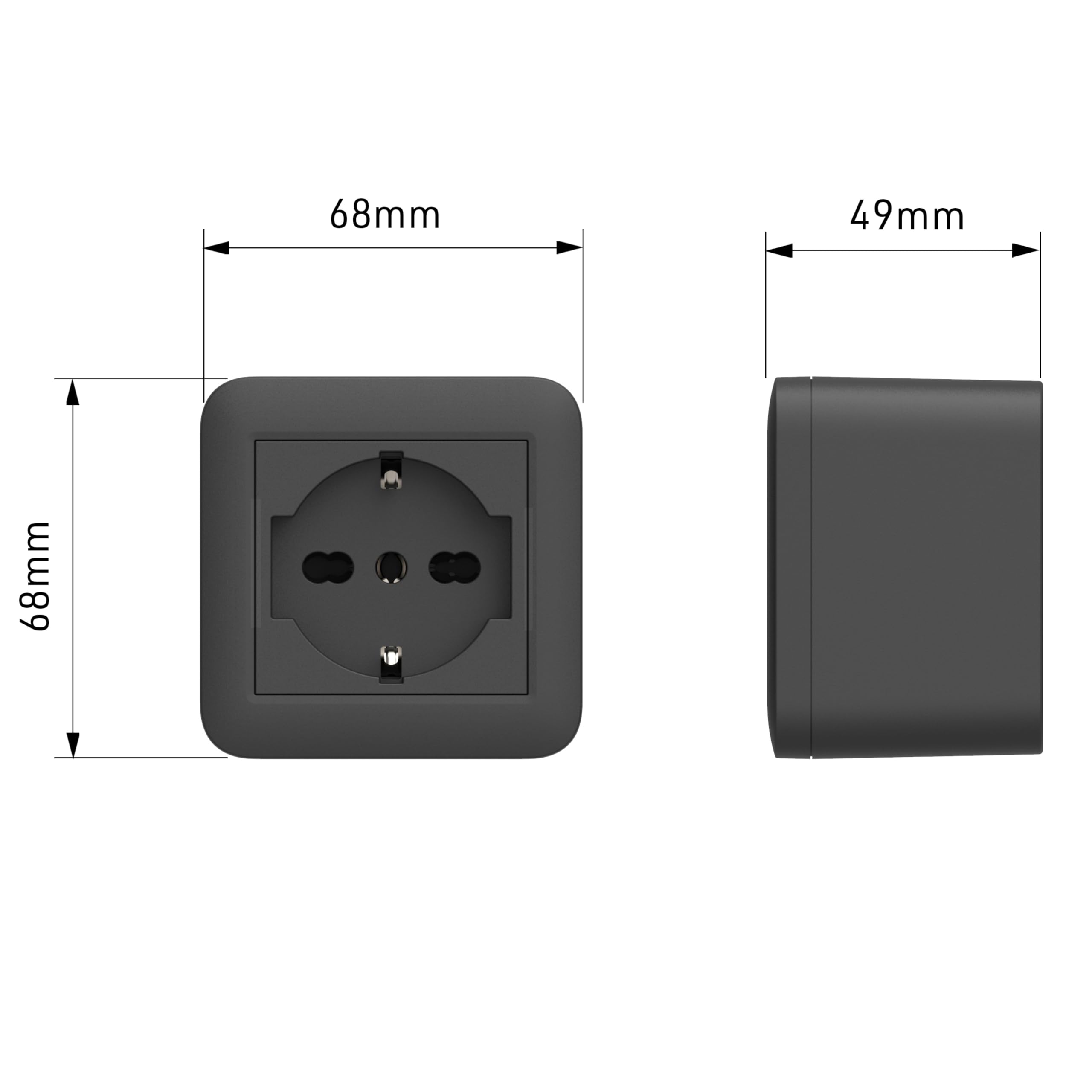 Electraline 60478 Contenitore da superficie FIXA con presa P40 (Schuko+10/16A), Nero, IP40, compatibile per installazione con tubo rigido e canalina
