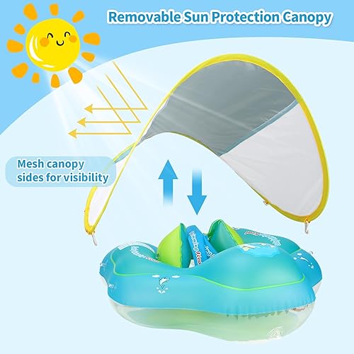 Miniatura 3 de Free Swimming Baby Inflable flotador para niños. Anillo inflable de cintura para alberca para niños de 3  72 meses, Verde, XL