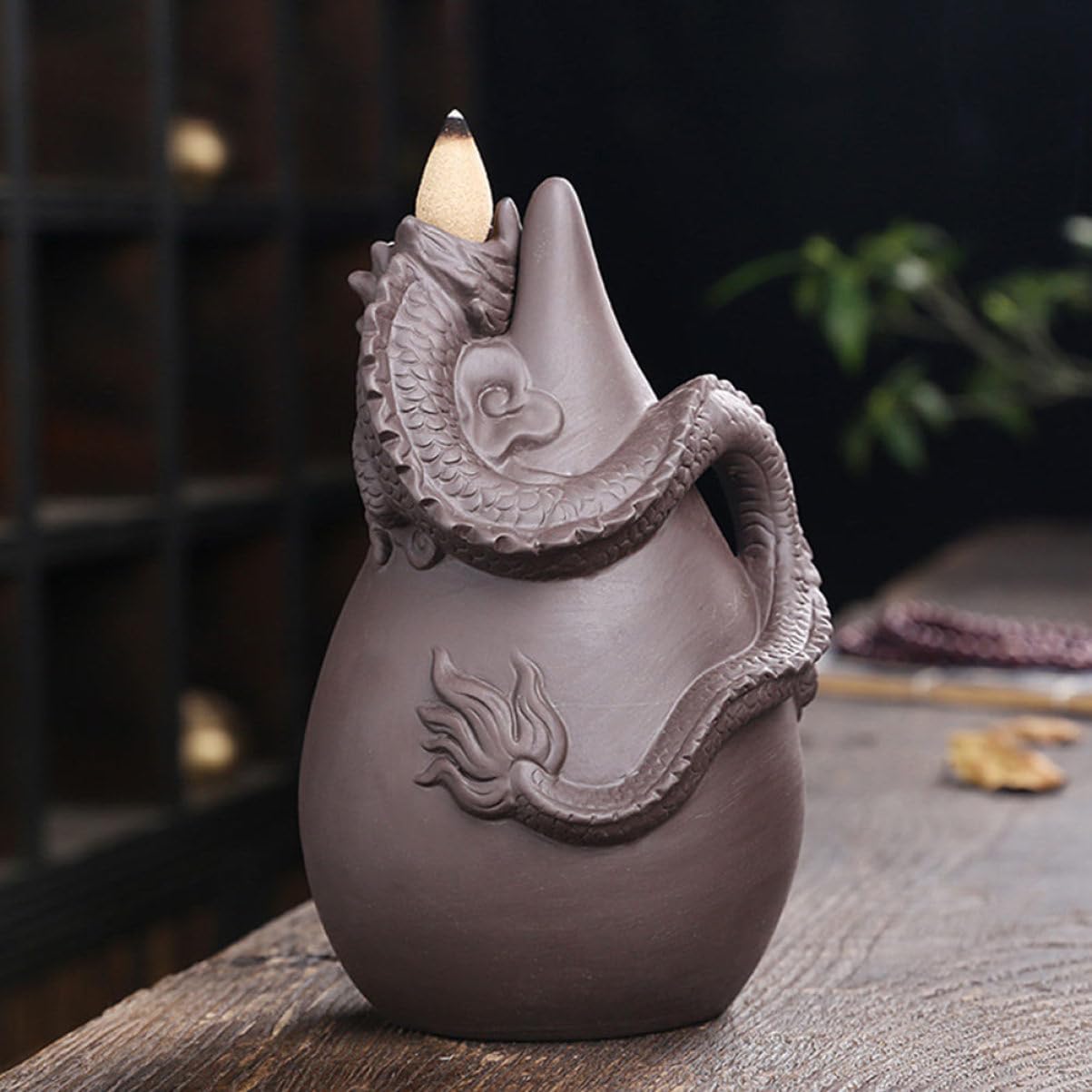 VALICLUD Quemador de Incienso de Arena Morada en Forma de Dragón Reflujo para Purificar el Aire en Sauna y Meditación, Diseño Artesanal Excelente
