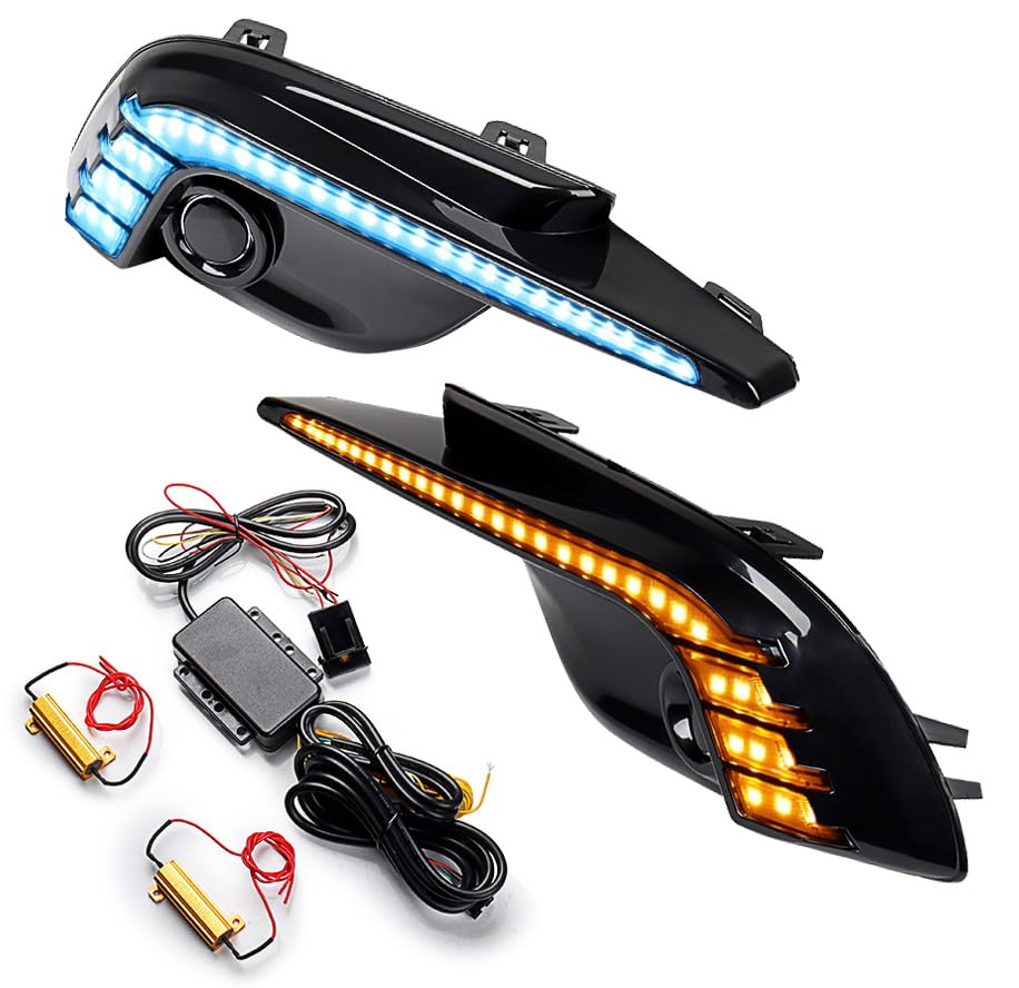 Astra Depot Compatible for 2017-2019 Mazda 3 Axela Tri-Color LED DRL White Daytime Running City Light Sequential Running Flash Turn Signal Lamp 72W 90lm-130lm