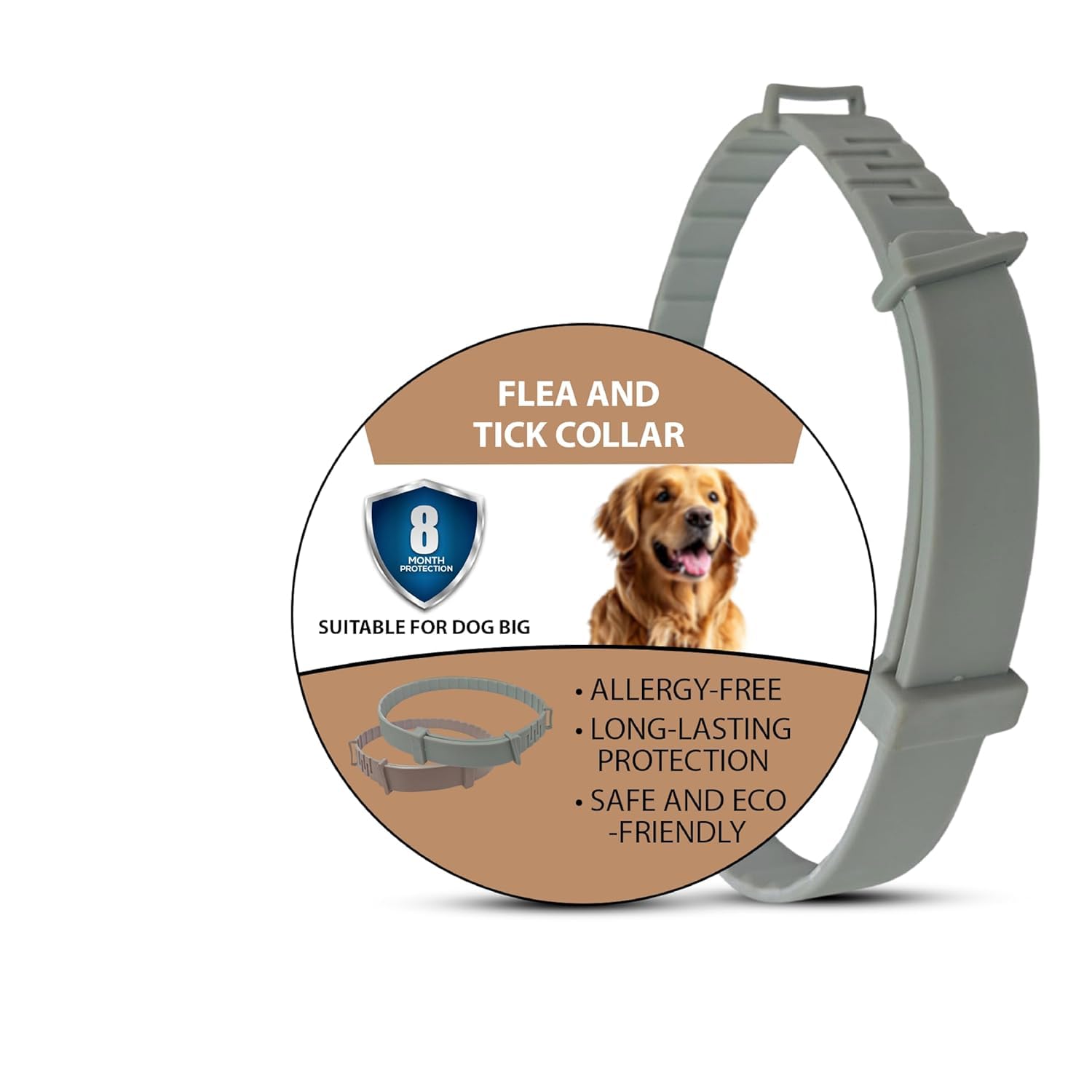CRAZYABBS Flea and Tick Collar - 8 Month Protection Adjustable Waterproof Collar for Dog Puppy Kitten Cats, Natural & Safe Efficiently Repell Locust Lice of Pets
