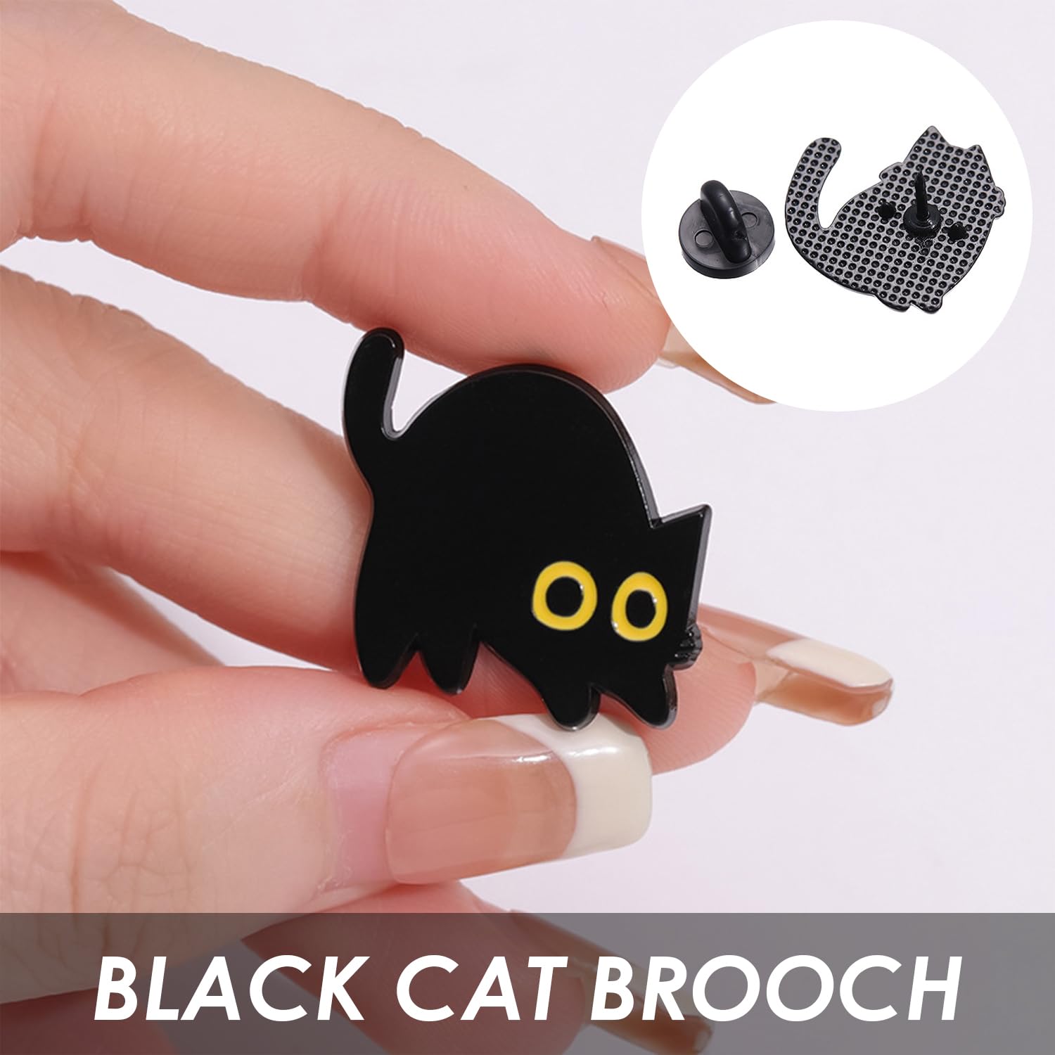 6 Lindas Insignias En Forma De Gatos Negros, Broches De Alfiler Sólidos, Decoración De Sombrero De Mochila, Colección De Animales De, Juego De Regalo Pequeño. - 3