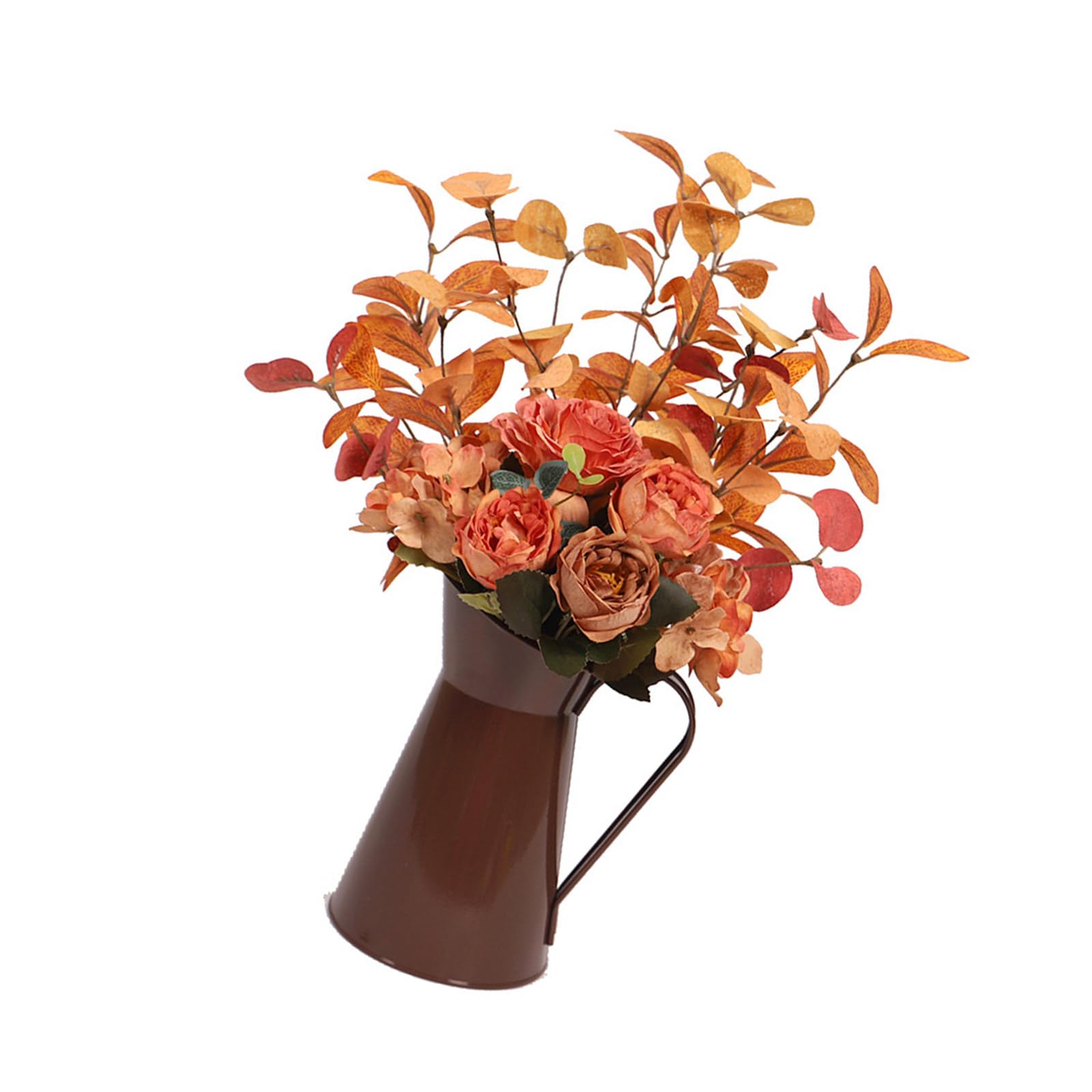 carotoe Artificial Plant Realistic Rose Flower in Iron Bucket for Thanksgiving Wedding Decoration Festive Party Supplies