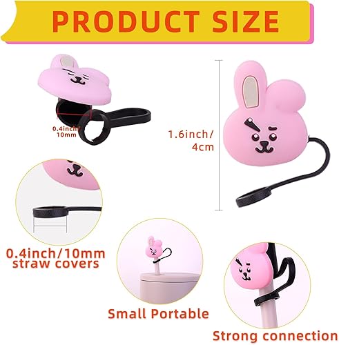 Miniatura 3 de B.T.S - 8 fundas de popote compatibles con vasos Stanley de 30 y 40 onzas, tapas de popote de 2564 pulgadas, bonitas fundas de silicona para